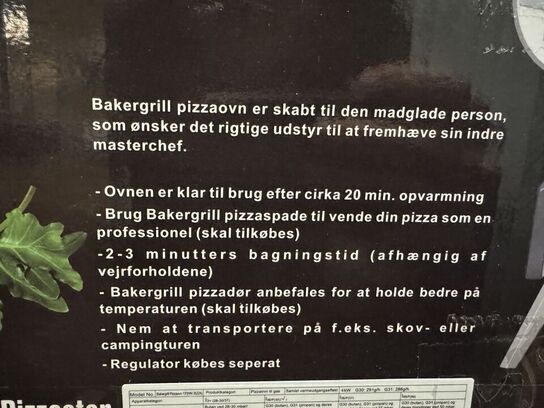 13" pizzaovn til gas med pizzasten 4000W