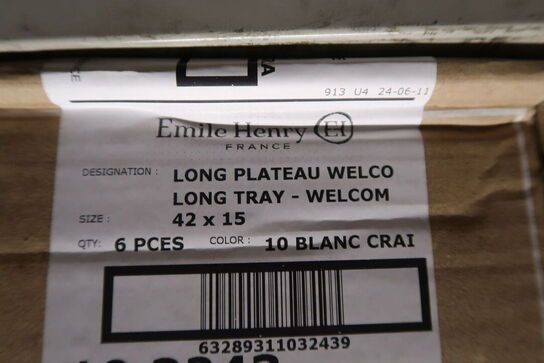 6 stk. Fad oval kalkhvid B420 x D150 x H17 mm Emile Henry