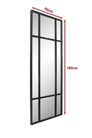 Spejl med antiksort ramme i jern (160x60cm)