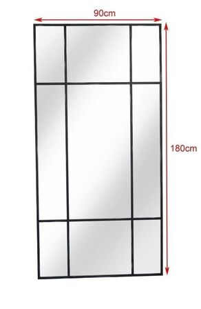 Spejl med antiksort ramme i jern (180x90cm)