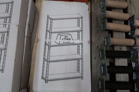 3 stk. Work-it stålreol med 5 træhylder 1800×900×300 mm galvaniseret