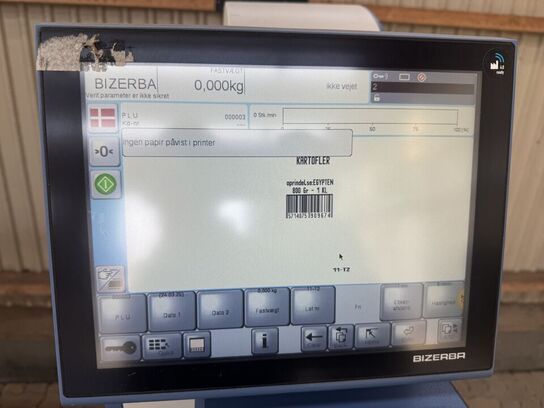 Labelmaskine BIZERBA inkl. kompressor & bord