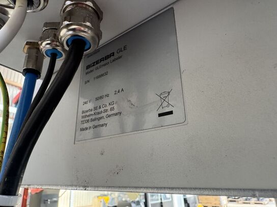 Labelmaskine BIZERBA inkl. kompressor & bord