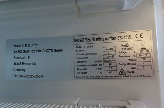Fryseskab SARO GASTRO HT200 S/S