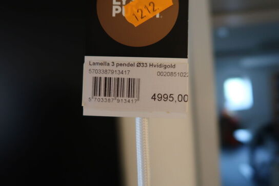 Pendel LE KLINT Lamella 3 Ø33 Hvid/gold