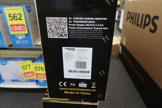 Twisted Minds Curved Gaming Monitor 34’’ WQHD, 165Hz Gaming skærm