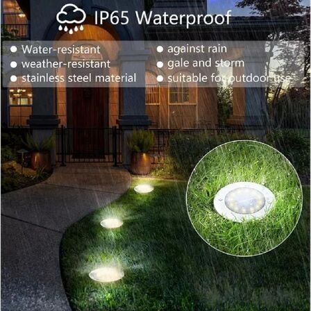 8 stk. Solcelledrevet havebelysningspuck