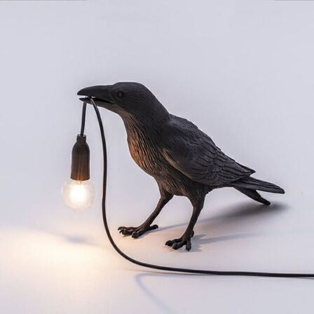 2 stk. Ravneformet LED lampe siddende ravn