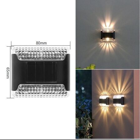 12 stk. Soldrevet hegn- og facadebelysning