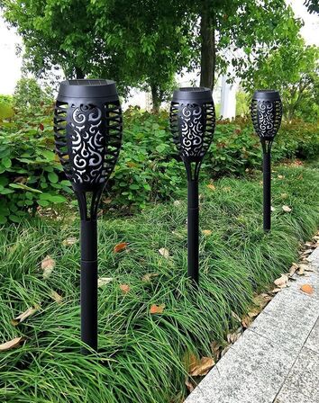 6 stk. LED havelygte med flammende lys
