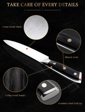 Universalkniv – 5Cr15MoV rustfrit stål – Pakka træskaft