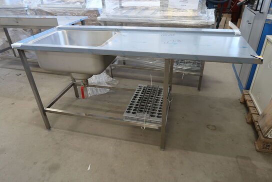 Rustfri stålbord m. vask 170x65xH90cm