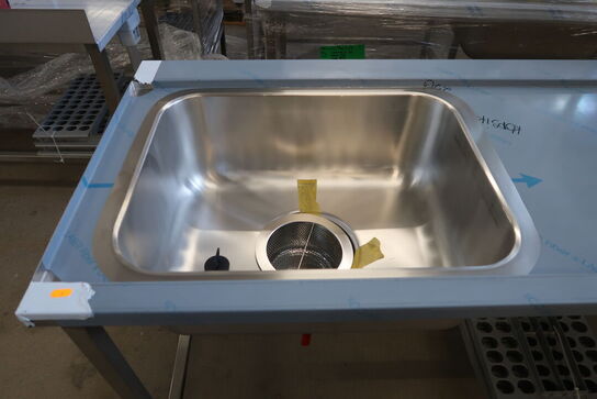 Rustfri stålbord m. vask 170x65xH90cm