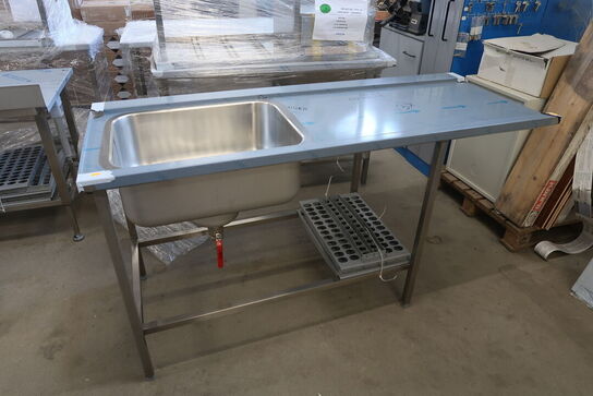 Rustfri stålbord m. vask 170x65xH90cm