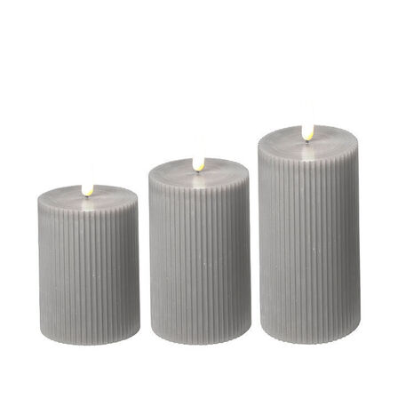 3 pk. Grå/Grøn LED lys sæt af 3 stk. med riller Ø7 cm