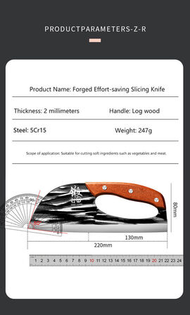 2 stk. Japansk kødhakker 5Cr15 SS rustfrit stål med træhåndtag