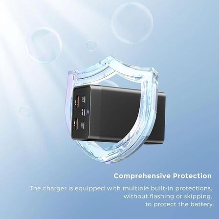 2 stk. Mobiltilbehør vægadapter 125W GaN – 2×USB-A + 3×USB-C – Sort