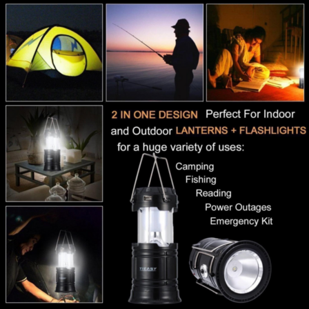 3 stk. Campinglanterne Solcelledrevet - Powerbank 2400 mAh