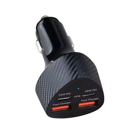 2 stk. Mobiltilbehør Biladapter 25w 4 porte