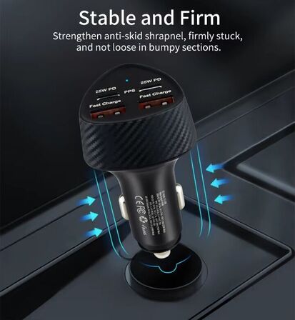 2 stk. Mobiltilbehør Biladapter 25w 4 porte