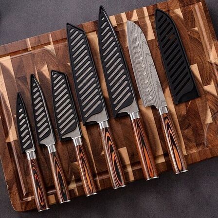 Japansk knivsæt med 6 dele – 5Cr15 rustfrit stål og pakatræ