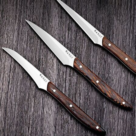 2 sæt Frugt- og grøntsagsudskæringssæt – 3 knive – 3Cr13 rustfrit stål