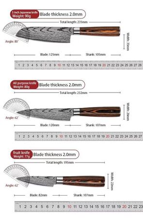 Japansk knivsæt med 6 dele – 5Cr15 rustfrit stål og pakatræ