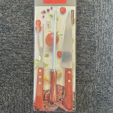 2 stk. Gravesæt med kniv, gaffel og slibestål