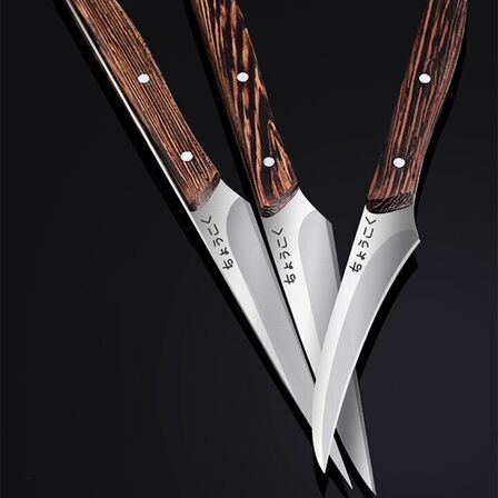 2 sæt Frugt- og grøntsagsudskæringssæt – 3 knive – 3Cr13 rustfrit stål