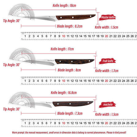 2 sæt Frugt- og grøntsagsudskæringssæt – 3 knive – 3Cr13 rustfrit stål