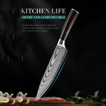 2 stk. Japansk kokkekniv 7Cr17 – Damaskus-mønster