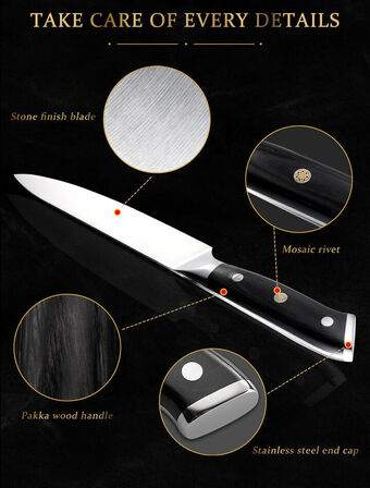 Universalkniv – 5Cr15MoV rustfrit stål – Pakka træskaft