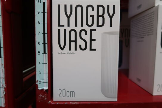 2 stk. Lyngby vase hvid opal glas 20 cm