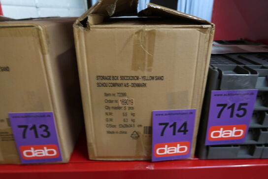 5 stk. Stabelbar foldekasse gul sand 50x33x20 cm