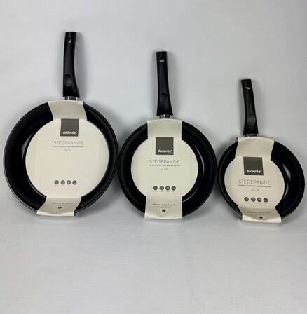 3 stk. Aldente keramisk stegepander 20cm, 24 cm & 28 cm