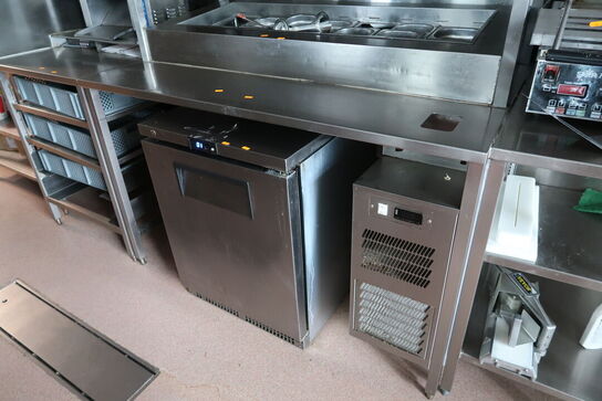 Rustfri stålbord med køleenhed uden varmeskab