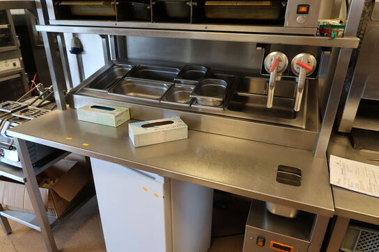 Rustfri stålbord med køleenhed (varmeskab medfølger ikke)