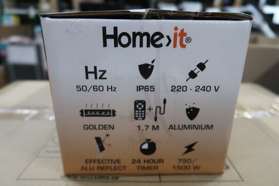 Infrarød terrassevarmer til vægmontering 1500 Watt sølv/sort glas