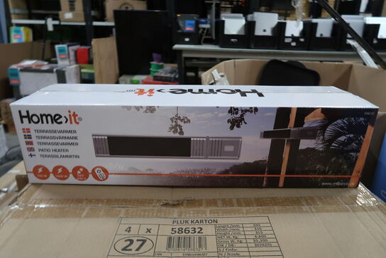 Infrarød terrassevarmer til vægmontering 1500 Watt sølv/sort glas