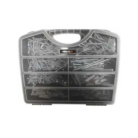 2 pk. Work-it Plugs og skruer i sortimentskasse med 390 dele