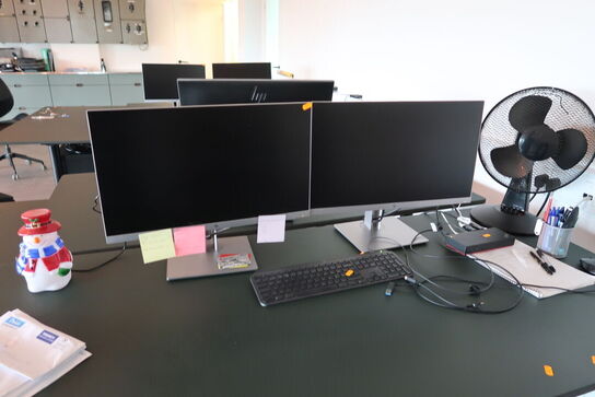 2 stk. computerskærme HP E233 med dockingstation LENOVO Thinkpad Hybrid m.m.