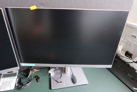 2 stk. computerskærme HP E233, dockingstation og tastatur