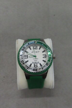 Jet Set Herreur Med Grøn Silikonerem og Stålur