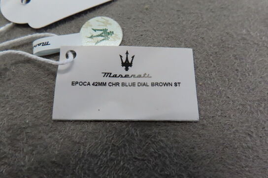 Maserati Ur Epoca 42MM Chronograf Blå Skive Brun Rem