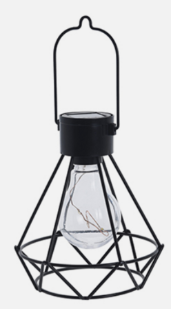 4 stk. Solcelle lanterne/lampe metal sort