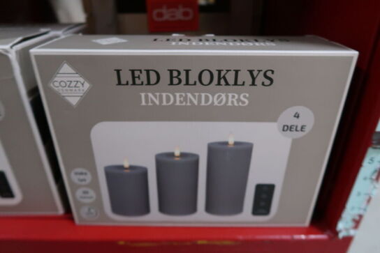 2 pk. Cozzy LED bloklys med fjernbetjening indendørs grå 3 stk.