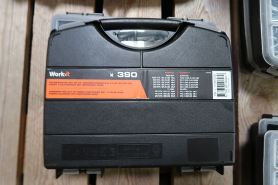 2 pk. Work-it Plugs og skruer i sortimentskasse med 390 dele