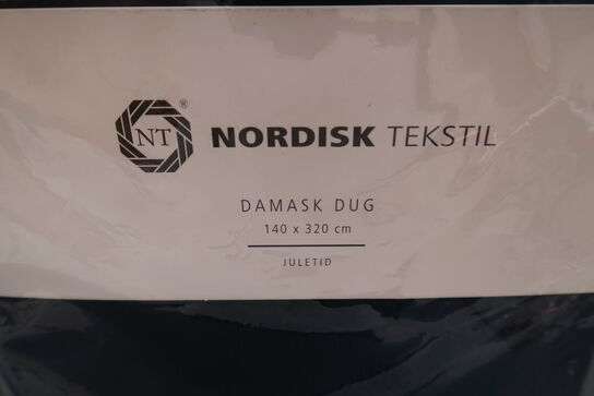 Nordisk Tekstil Juletid damask dug blå 140x320 cm