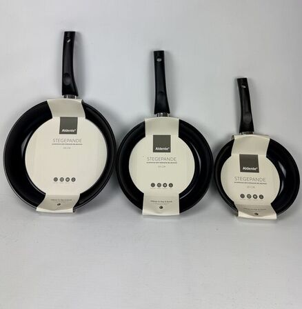 3 stk. Aldente keramisk stegepander 20cm, 24 cm & 28 cm