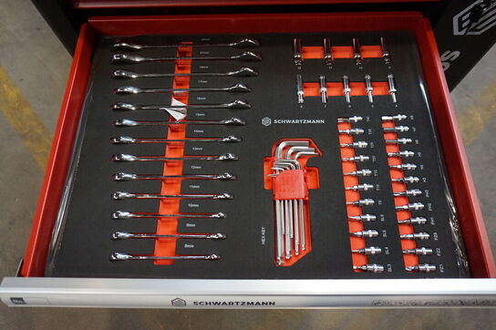 Schwartzmann værktøjsvogn. Seks skuffer inkl. værktøj Red/Black